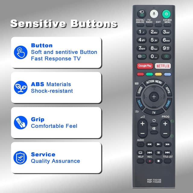 Detalle de VINABTY RMF-TX310E / RMF-TX220E IR replacement voice remote for Sony Bravia