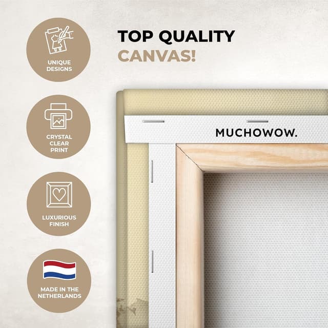 Detalle de MuchoWow Impression sur toile 90 x 60 cm (Avion, Beige) – tableau mural sur cadre en bois
