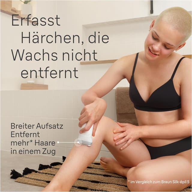 Detalle de Braun Silk-épil 7 Epilierer Damen 7-011 (Weiß/Silber) – Wet&Dry Haarentferner für bis zu einen Monat glatte Haut