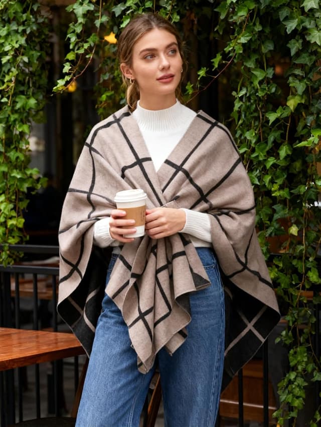 Detalle 2 de Moss Rose Women's Shawl Wrap Poncho Cardigan