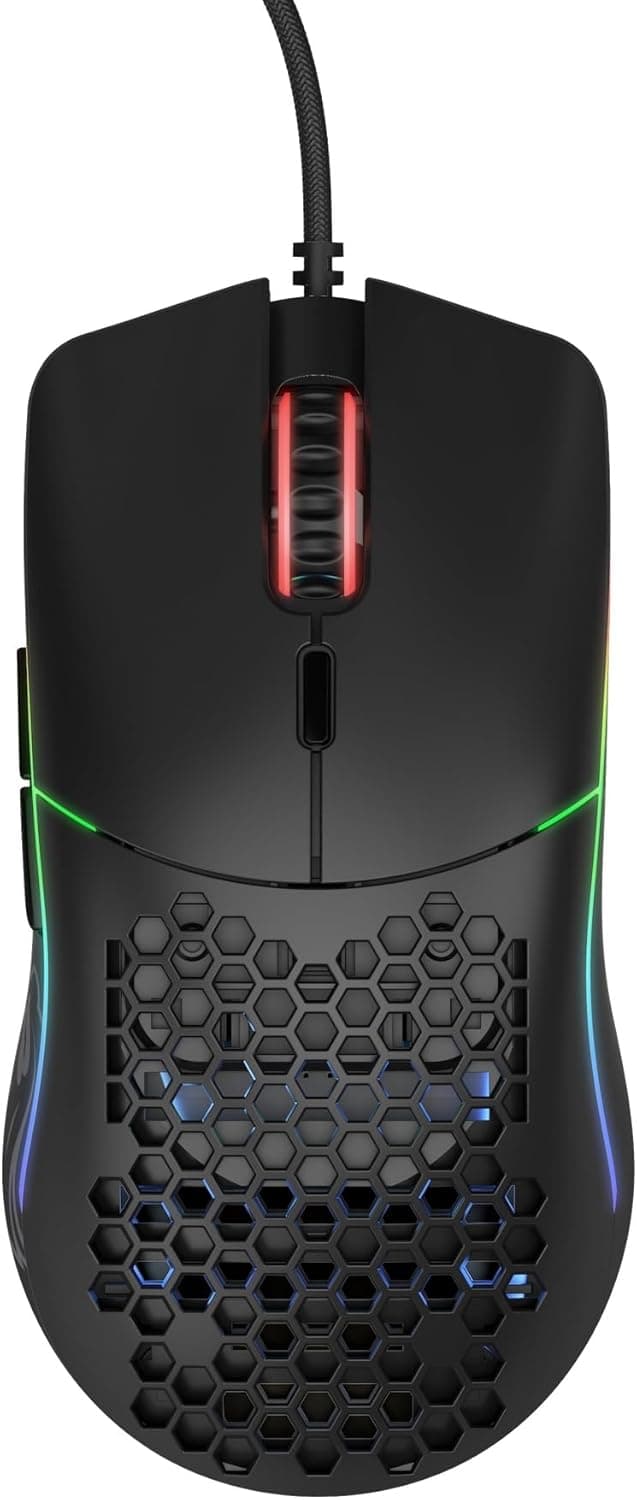 Detalle 2 de Glorious Model O- (Minus) Compact Wired Gaming Mouse (58g) — Honeycomb RGB, PixArt 3360, Ambidextrous