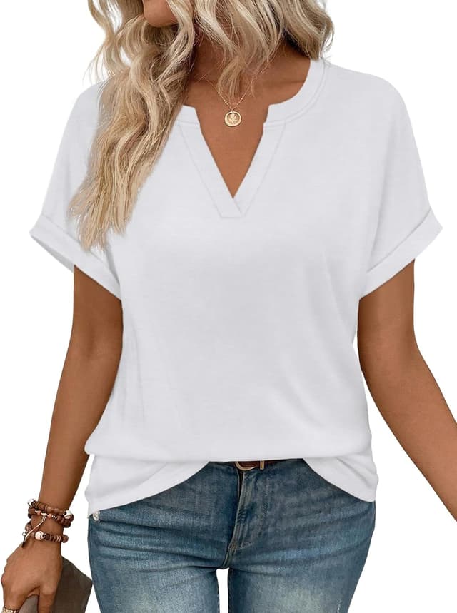 Thumbnail 5 de WIHOLL Womens Blouses V‑Neck Short Sleeve