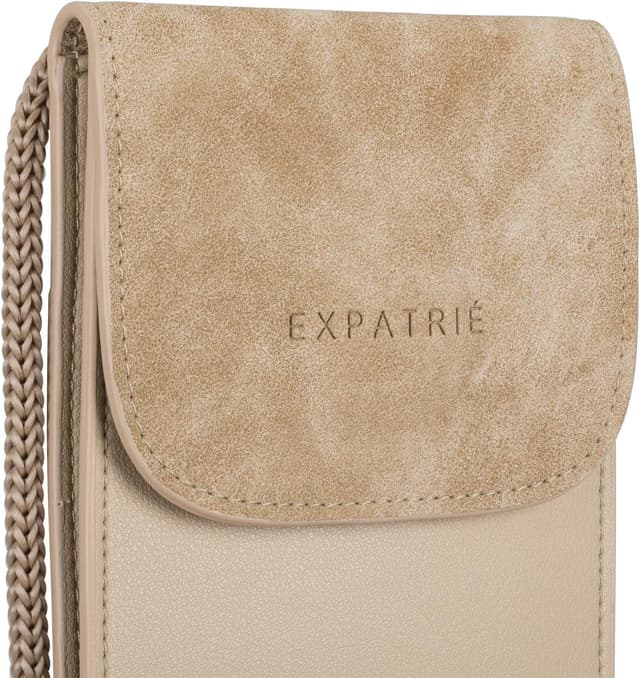 Detalle de Expatrié Handytasche Amelie – Umhängetasche mit Geldbörse aus veganem Kunstleder, verstellbarer Schulterkordel