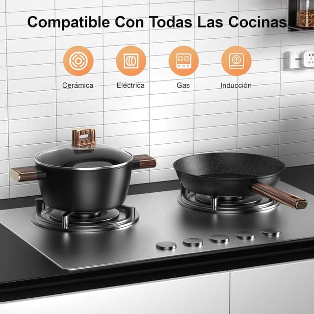 Detalle de Topbooc Batería de cocina 11 piezas para inducción