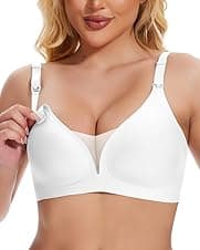 Detalle de Jiuday Still-BH ohne Bügel mit nahtlosem Push-Up & Spitze für Schwangerschaft und Stillzeit (Große Brüste)