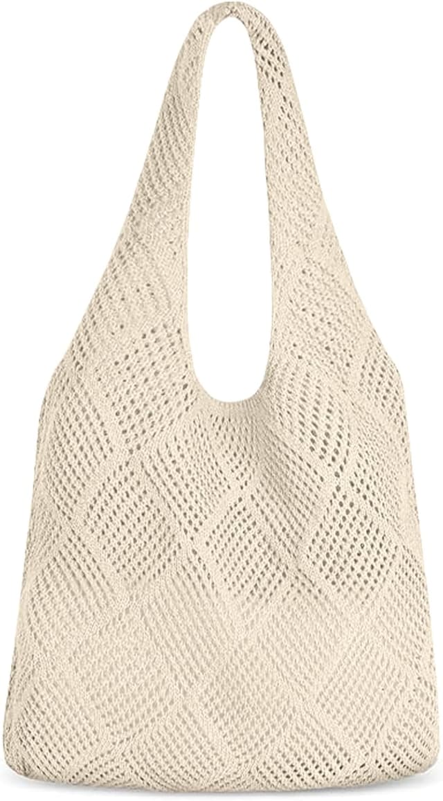 Detalle de Aucuu sac fourre-tout femme en crochet ajouré, sac à bandoulière pour le shopping et le quotidien
