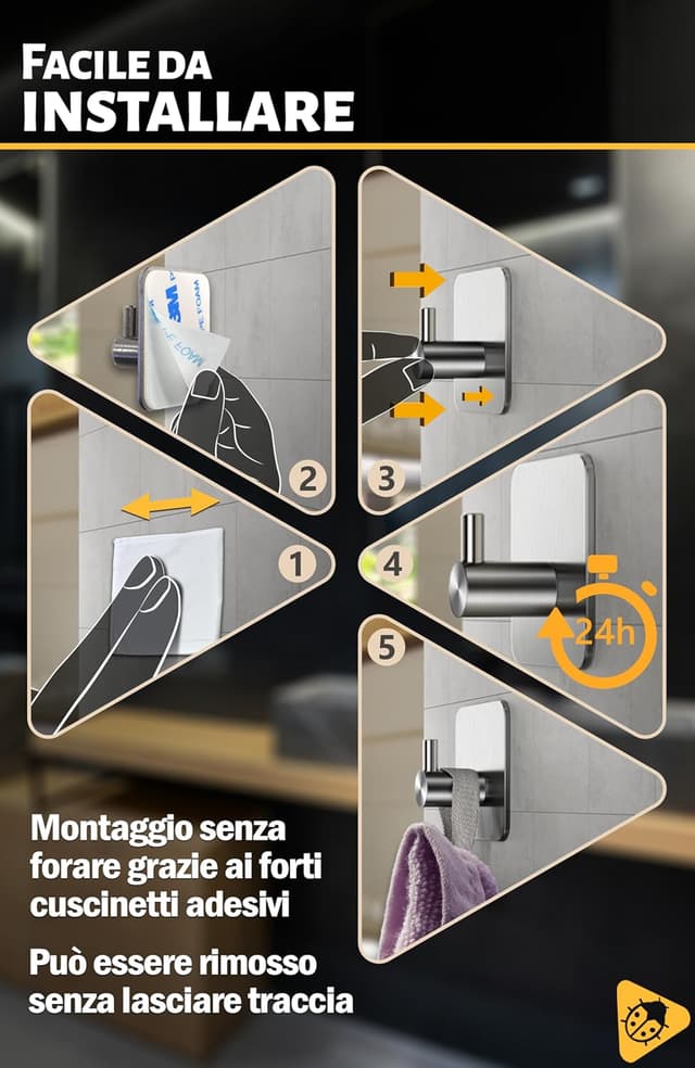 Thumbnail 5 de Menz Ganci adesivi bagno 6 pezzi