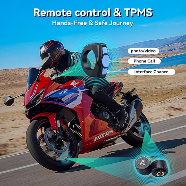 Thumbnail 6 de Wireless Motorcycle CarPlay & Android Auto GPS (7-Inch Touchscreen) with AHD Dual Cam, Siri/Google Assistant, Looping, GPS, TMPS, IP69K