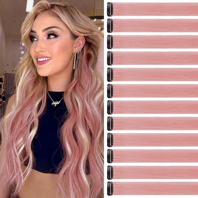 Thumbnail 6 de Dunkellila Haarsträhnen, 12 Clips mit 55 cm