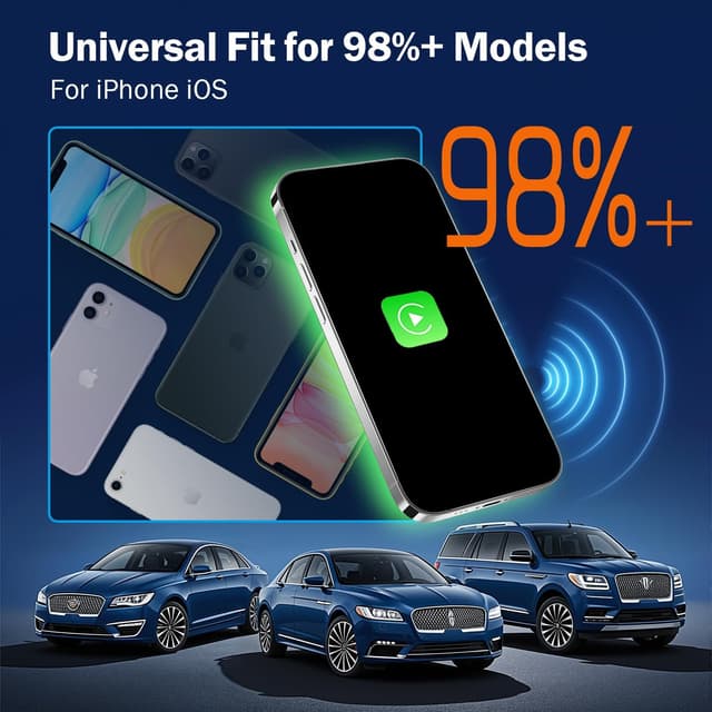 Detalle de Wireless CarPlay Adapter 2026 Upgraded – Mini plug-and-play dongle for turning wired CarPlay wireless