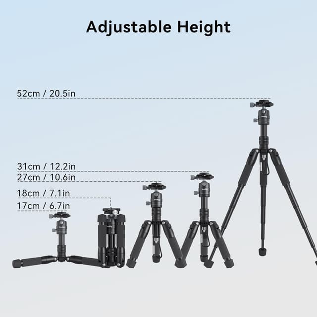 Detalle de SMALLRIG Aluminium Mini Tripod VT-20 (4289) für Desktop & Reisefotos mit 360° Kugelkopf