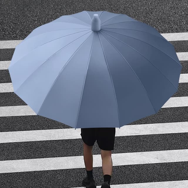 Detalle 1 de EKUW Automatic Travel Stick Umbrella with Waterproof Telescopic Sleeve and Windproof 16 Ribs