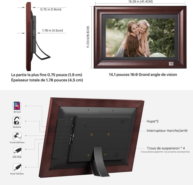 Thumbnail 4 de KODAK Cadre Photo Numérique 14,1" WiFi full HD