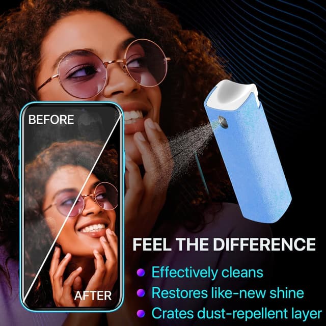 Thumbnail 6 de iO CLEAN IO CLEAN Mini Screen Cleaner Spray (Finger Proof) – 3-in-1 Mist Cleaner with Microfiber Cloth & Protective Cover, Grey