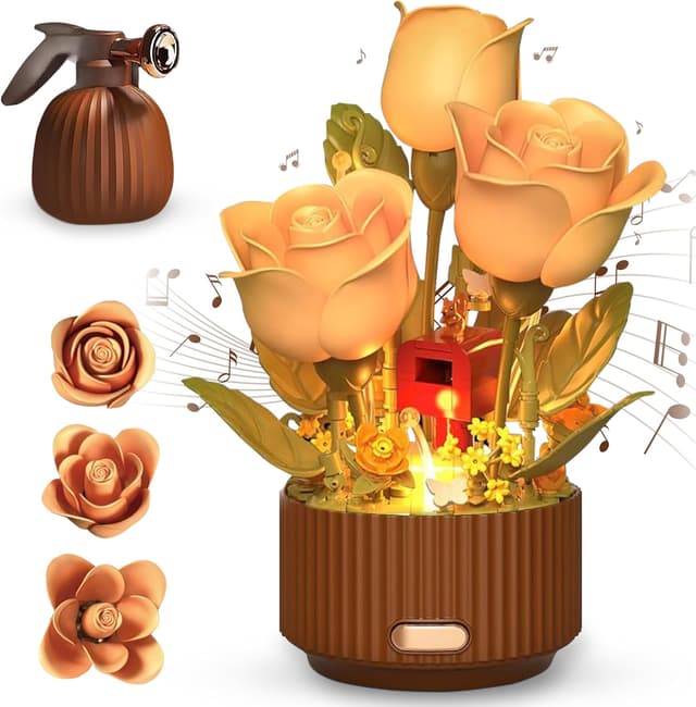Imagen de Bakuva Rose Flower Blocks Set with LED Light en OfertitasTOP