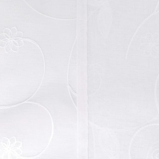 Detalle de Deconovo net curtains with flower embroidery, faux linen voile eyelet curtains (beige) – 2 panels