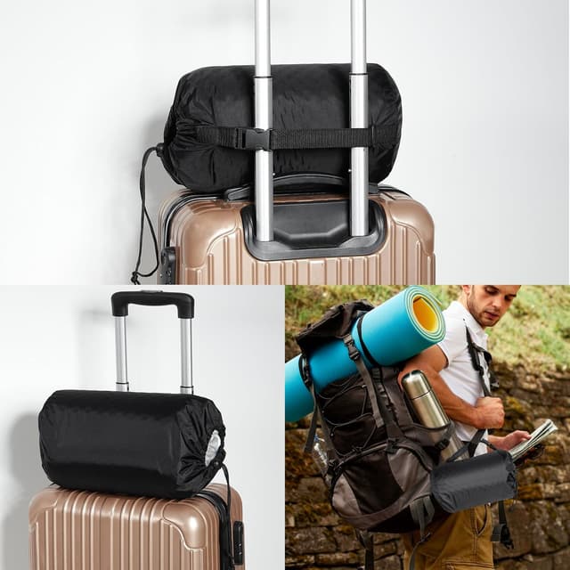 Detalle de Crisonky Travel and Camping Pillow – compressible medium firm memory foam with carry bag, cooling fabric & lumbar support