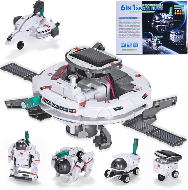 Detalle de OMWay Solar Roboter Kinder-Spielzeug (6-in-1) ab 8 Jahren – STEM Bausatz mit Solarpanel
