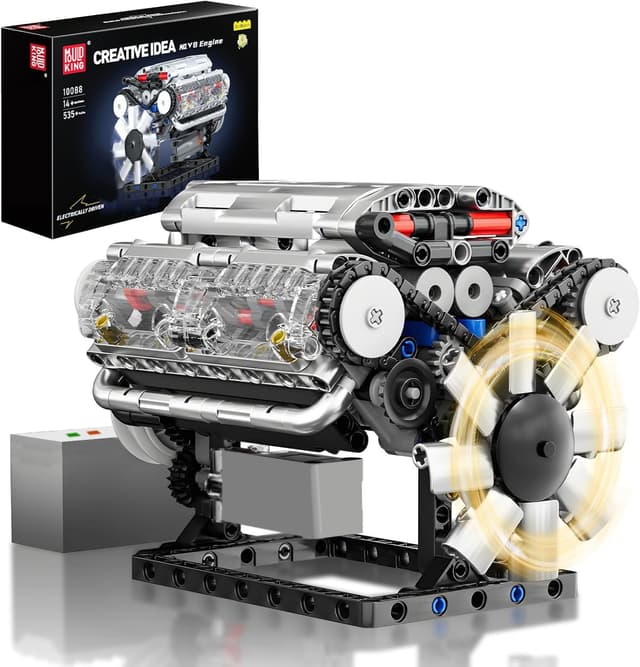 Imagen de Mould King 10088 Technik V8-Motor Bausatz (535 Teile) – transparentes Funktionsmodell mit Antrieb zum Mitmachen en OfertitasTOP