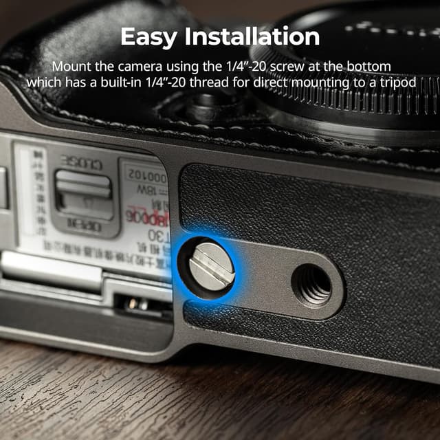 Detalle de SMALLRIG X-T30 III Halbledertasche 5669 mit Schultergurt und Auslöserkappe (für FUJIFILM X-T30 / X-T30 II / X-T30 III) – Schwarz