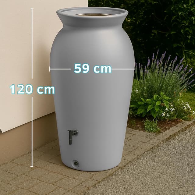 Detalle 2 de YourCasa Regentonne 230L (120–230 Liter) aus frostsicherem Kunststoff mit Filterkorb & Wasserhahn