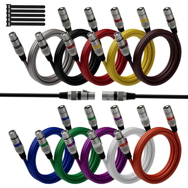 Detalle de Mygatti XLR Mikrofonkabel (1 m, 10er-Set, mehrfarbig) – 3-polig, abgeschirmt, ausbalanciert