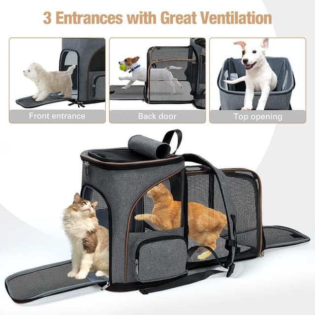 Detalle de Lekesky Groß Katzenrucksack 36×31×42 cm