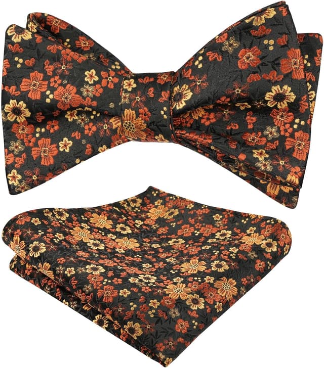 Detalle de Alizeal Floral Self Tied Bow Tie & Pocket Square Set for Weddings and Parties