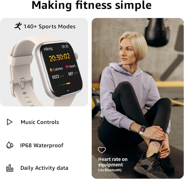 Detalle 2 de AcclaFit Smart Watch for Men Women (1.85") with Bluetooth Calls, Fitness & Health Monitoring