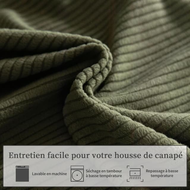 Detalle 2 de OHSIO Housse de coussin de canapé extensible antidérapante lavable universelle (tailles M, 1 housse d’assise) – vert