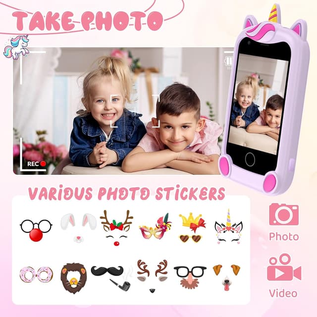 Detalle de Téléphone enfant rose avec caméra, livres audio et 17 jeux