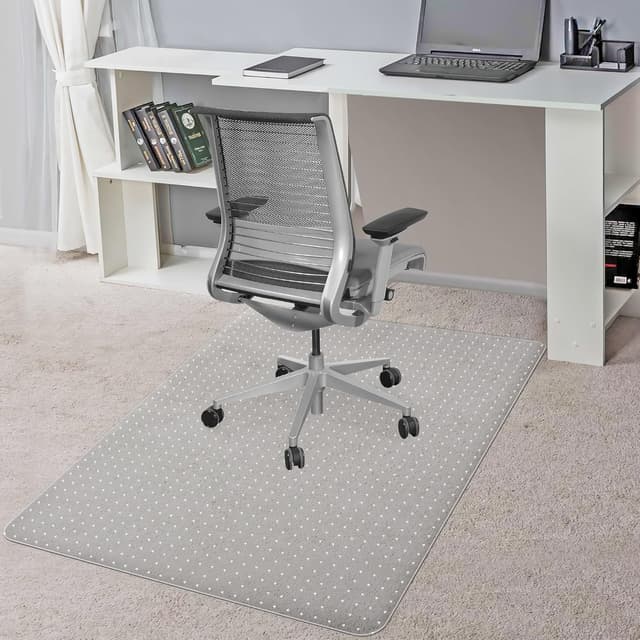 Detalle de BesWin Office Chair Mat for Carpet (76.2 x 122cm) – Transparent Non-Slip PVC Protector for Low Pile Carpets