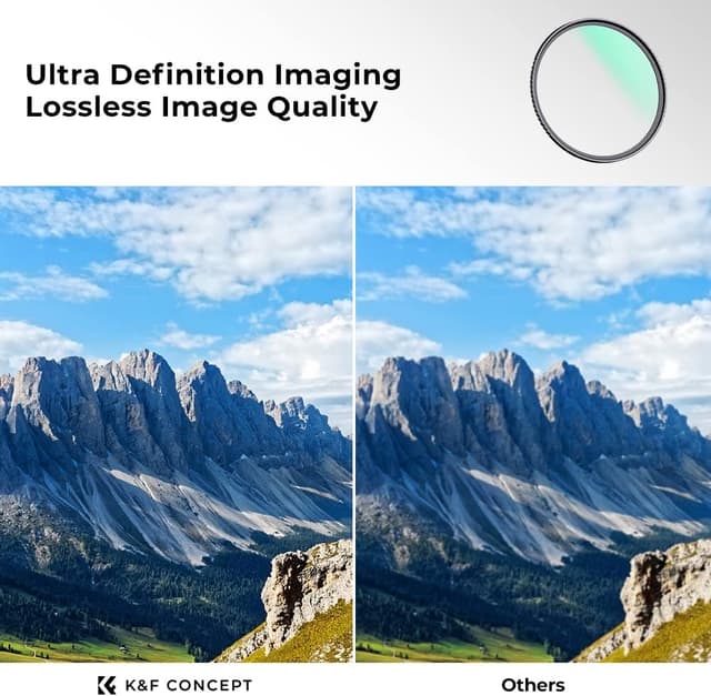 Detalle de K&F CONCEPT Nano-Dazzle 37MM filtro UV MCUV in vetro ottico con rivestimento nano a 24 strati