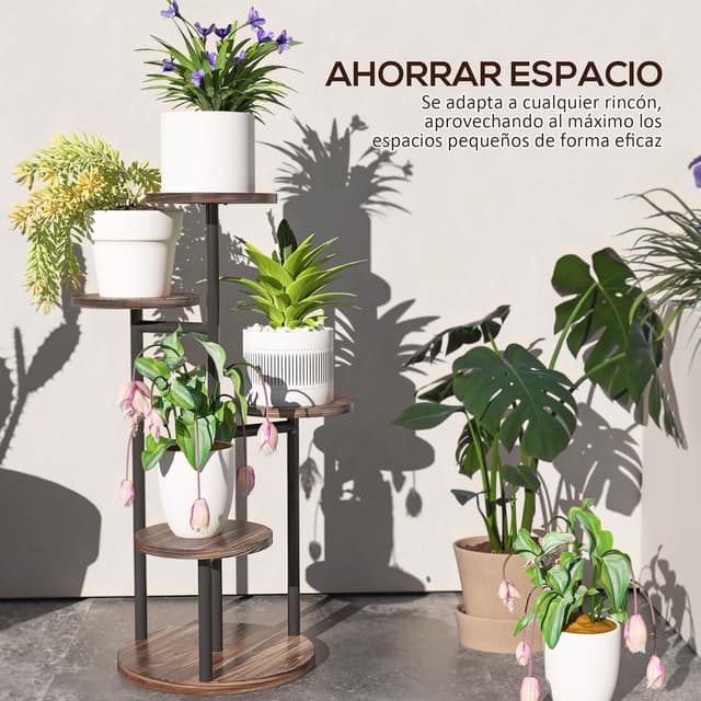Thumbnail 4 de Outsunny Estantería para Plantas 5 Niveles Madera y Acero 🌱