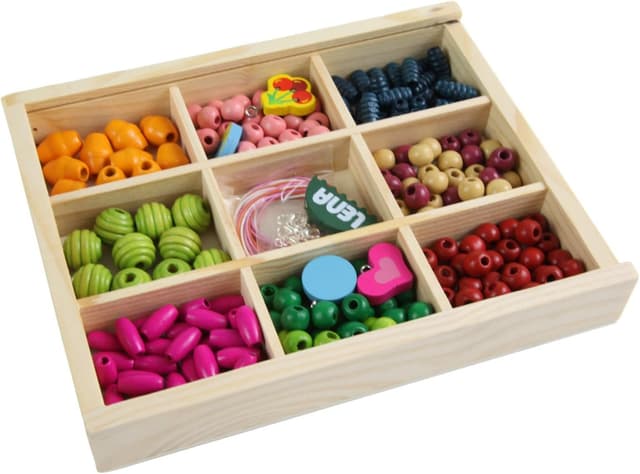 Detalle 2 de Lena 32012 – Kit de bricolage perles en bois à enfiler (290 pièces) en coffret