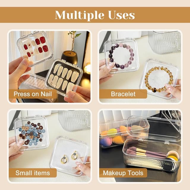 Thumbnail 6 de Inmorven Press On Nail Organiser Kit (14 clear cases + 1 big acrylic storage box + 60 double-sided tape strips)