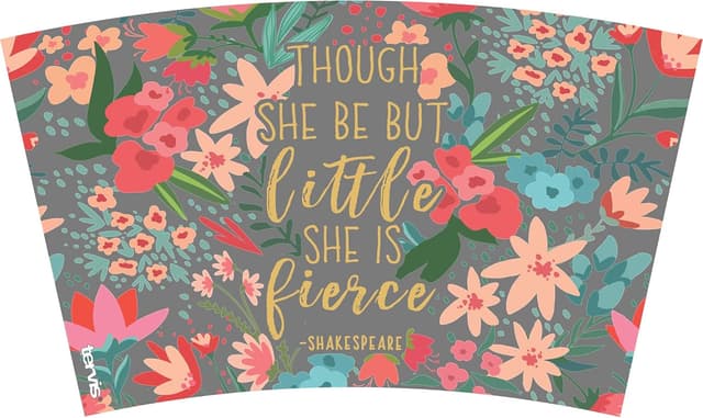 Detalle de Tervis “Though She Be But Little…She is Fierce” Double-Walled Insulated Tumbler, 10 oz Wavy Classic (Made in USA)
