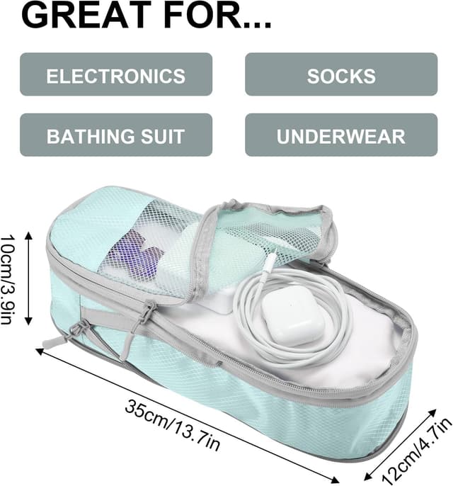 Detalle de Compression Packing Cubes for Suitcases (Set of 5) – Lake Blue