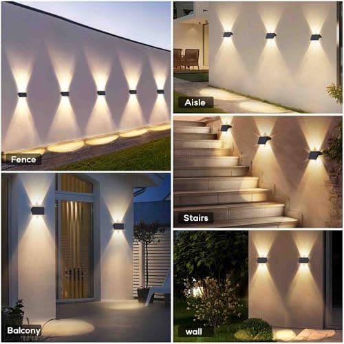 Thumbnail 8 de Aplique solar exterior IIRARA arriba y abajo con 4 LED, IP67 y 3 modos (lámpara inalámbrica para jardín/patio)