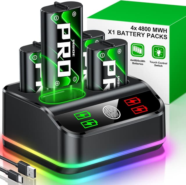 Detalle de HELLCOOL 4x4800mWh Rechargeable Battery Pack for Xbox controllers