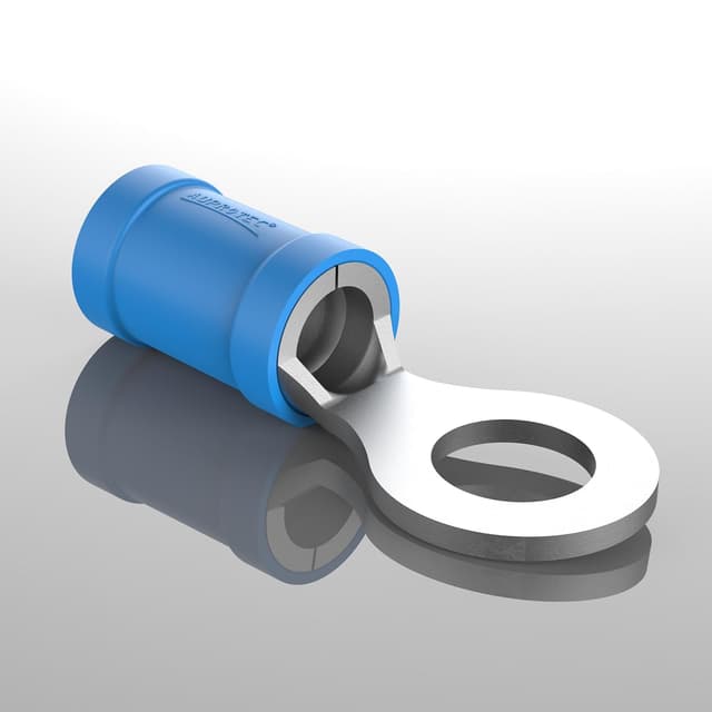 Detalle de AUPROTEC 10 connettori ad occhiello blu per cavi 1,5–2,5 mm² con foro Ø M8 (capicorda preisolati PVC)
