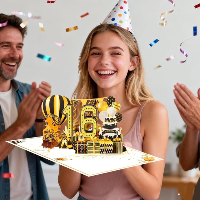 Thumbnail 6 de OLOSONG Geburtstagskarte 16 Jahre 3D