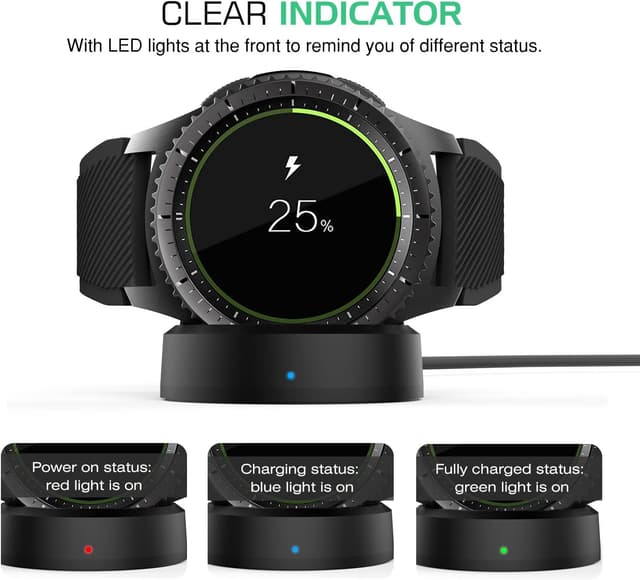 Detalle de MoKo Gear S3 replacement wireless charger for Samsung Gear S3 Classic SM-R770 & S3 Frontier SM-R760