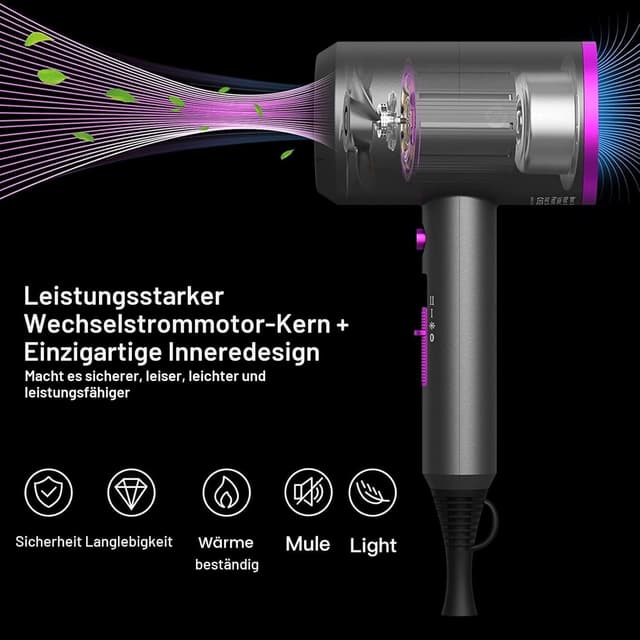 Detalle 2 de Ionen Föhn 1800 W mit 3 Konzentratorn ⚡