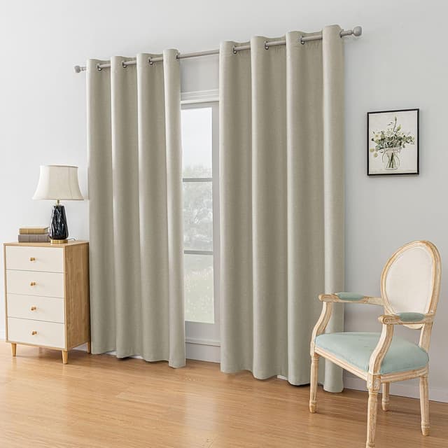 Detalle 2 de Ystyle rideau occultant et isolant effet lin, 2 panneaux 140 x 260 cm, beige