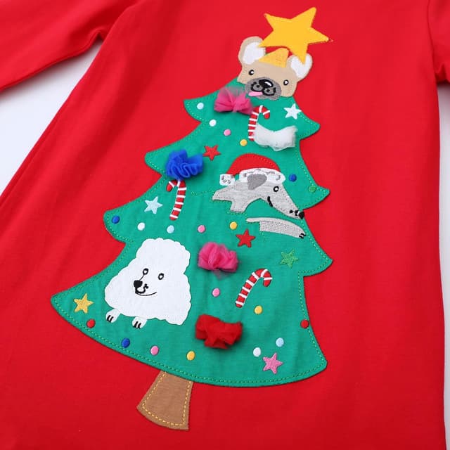 Detalle 2 de Kfnire Mädchen Langarm-Jersey Kleid aus Baumwolle (A-Linie) mit Einhorn-Motiv