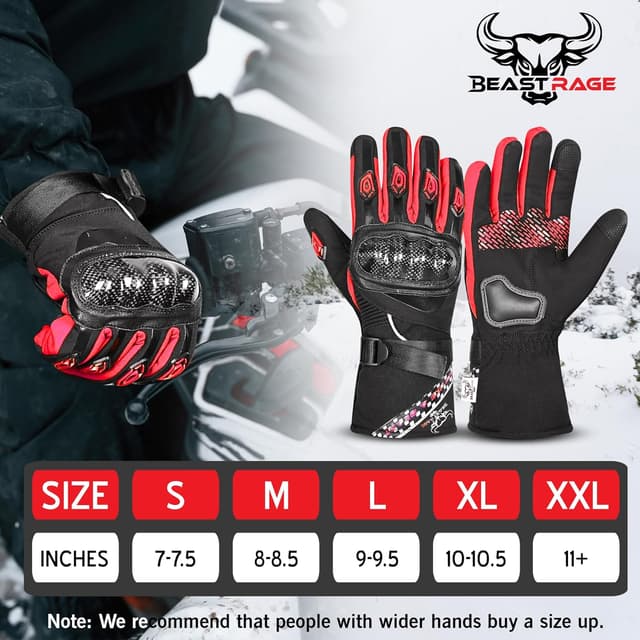 Thumbnail 4 de BEAST RAGE Winter Motorcycle Gloves for Men and Women
