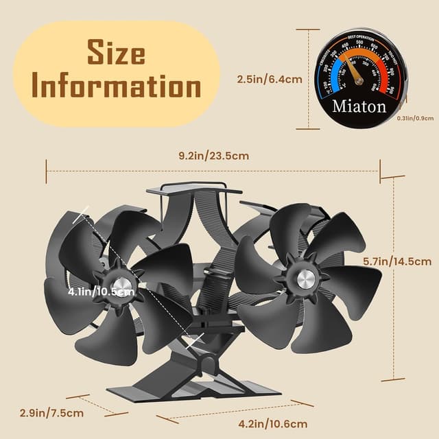 Thumbnail 5 de Miaton 12-Blade Stove Fan 80% efficiency improvement