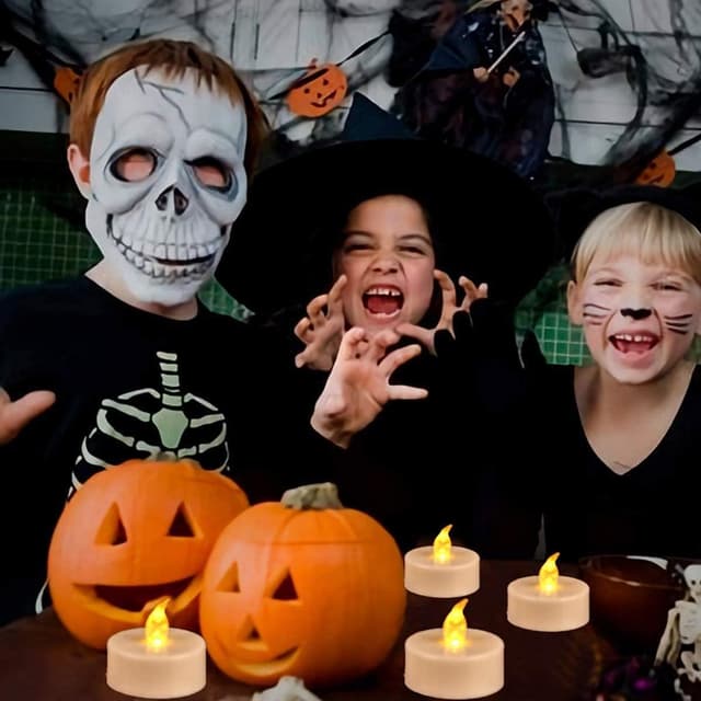 Detalle de PILLOBOX Battery Operated Tea Light (24 Pack) – Warm Yellow Flameless Flickering LED Candles