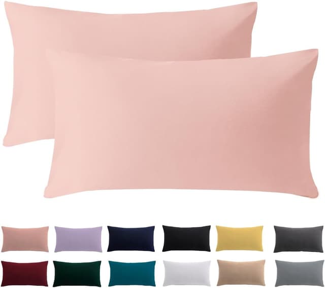 Detalle de Kissenbezug 40x60 2er Set aus Mikrofaser (Hellrosa) – bügelfrei & knitterfrei mit Reißverschluss